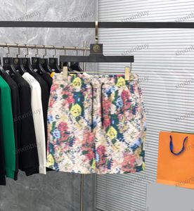 xinxinbuy Мужские и женские дизайнерские шорты, штаны, акварель, цветы, растения, принт, весна, лето, хлопок, белый, черный, синий, M-3XL