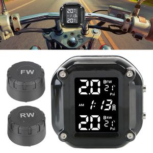 TPMS Motorcycle Car Tire Pressure Monitoring System With 2 External Sensors LCD Display Waterproof Temperature Alarm USB Charging