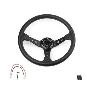 Momo Sport Racing Type Yüksek Kalite 14 inç 350mm alüminyum addablar için araba direksiyon simidi Hızlı Bırakma Damlası Teslimat Mobil DHT9E