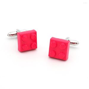 Наборы манжеты наборы мужчин игрушечных блоков ссылки на качественный медный материал розовый цветовой строительный блок дизайн запонок оптовой розничной торговли