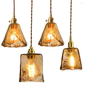 Pendelleuchten American Industrial Vintage Licht Kupfer Holz Glas Leuchten Esszimmer Antike Loft Hängelampe Home Decor Beleuchtung