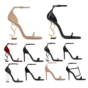Sandálias femininas de grife OPYUM salto alto dedo aberto salto agulha clássico metal letras sandália moda estilista sapatos com caixa saco de pó tamanho 35-40