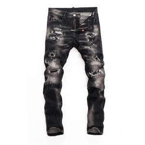 DSQ Slim Men's Jeans черные сексуальные брюки хип -хоп -рок Moto Mens Casual Designer Pants. Жесткие узкие джинсовые джинсы DSQ2 байкерские джинсы 6959