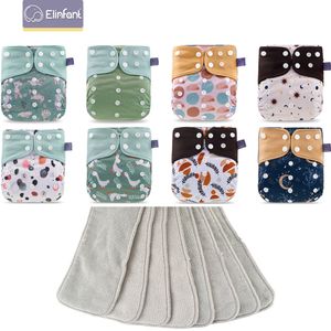 Cloth Diapers Elinfant 8pcs diapers with 8pcs absorbents waterproof baby pcoket diapers gray mesh baby cloth diapers 230223