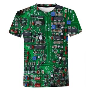 Erkek Tişörtleri Devre Tahtası 3D Baskılı Gömlek Erkek Kadın Yaz Günlük Elektronik Çip Kısa Kollu Harajuku Sokak Giyim Büyük Boy Tişört