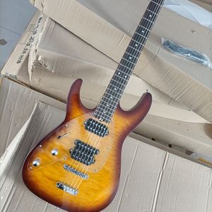 6 Dizeler Sol El Elektro Gitar Alevli Kapitli Kaplama Akrilik Pickguard Özelleştirilebilir