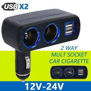 USB 12V/24V 2-Wege-Auto-Zigarettenanzünder-Auto-Steckdose Dual-USB-Adapter Fahrzeug-Feuerzeug-Ladegerät-Splitter