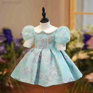Kız Elbiseleri Bebek İspanyolca Lolita Prenses Balo Elbisesi Eşsiz Baskı Kumaş Tasarım Doğum Günü Partisi Vaftiz Easter Bayram Elbiseleri Kızlar İçin A1484 W0224
