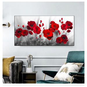 Арт -холст живопись красный мак цветочный картинка на стене для гостиной домашний декор нет рамки современные цветы плакат Печать стена Ву