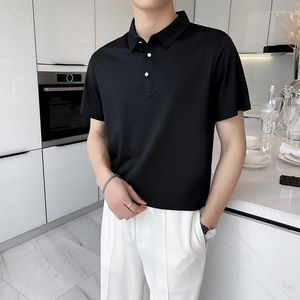 Erkek Tişörtleri Plus Boyut 4xl-M Yaz Yüksek Elastik Şort Kolları Polo Tişört Erkekler Giyim 2023 İnce Fit Sıradan İş Tişört