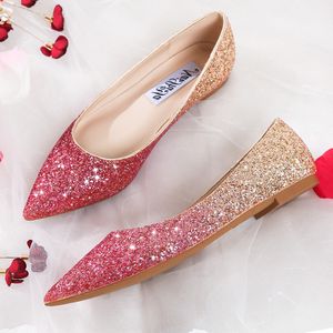 Düğün Düz Topuk Sapıkları Bling Flats Gelin Altın Sier Noktalı Ayak Parçası Üzerinde Tembel Ayakkabılar Artı Büyük Boy 33-44 230224 Gai Gai Gai