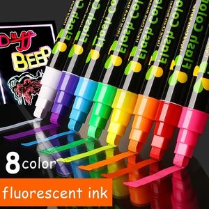 İşaretçiler 6 8 10mm 8 Renkli Sıvı Tebeşir Silinebilir Yüksek Lezzetli Esctent Marker Kalemi Beyaz Tahta Graffiti LED Reklam