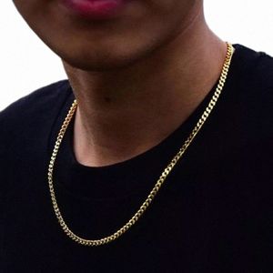 novo Ouro Prata Miami Cuban Link Corrente Mens Colares Hip Hop Corrente de Ouro Colares Jóias b1WM#