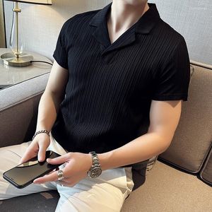 Erkek Tişörtleri Plus Boyut 4xl-M Yaz Dönüşü Yatak Kısa Kollu Polo Erkek Giyim 2023 Business Slim Fit Casual Tee Shirt Homme