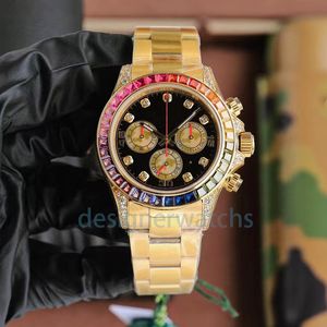 Mens designer relógio de luxo de alta qualidade relógio de negócios arco-íris anel de borracha pulseira de aço inoxidável vidro safira relógio à prova d' água