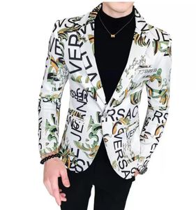 23SS İlkbahar ve Sonbahar Moda Erkekler Ceket Gündelik Mektup Baskı Uzun Kollu İnce Takım Elbise Ceket Ceket