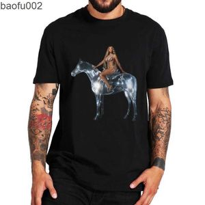 Erkek T-Shirt Beyonce Rönesans T-Shirt 2022 Pop Şarkıcı Hayranları için Yeni Albüm Tee Unisex Kısa Kollu Moda Casual Streetwear Camisetas W0224 Tops