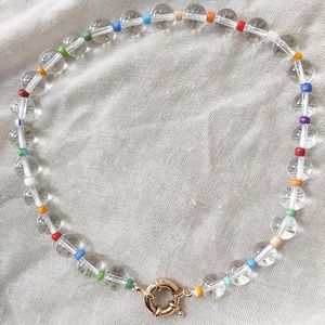 Чокер деликатный прозрачный хрустальный ожерелье из бисера ручной работы с коротки
