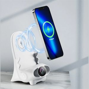 15W Kablosuz Şarj Cihazı Dock Sound Amplifikasyon LED Göstergesi Modaya uygun su geçirmez sandalye Tasarım Telefon Şarj Tutucu Aromaterapi Kutusu