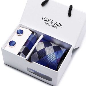 Шея галстуки радость Алиса 8 см Новые высококачественные мужские галстуки Gravatas Dos Homens Set Set Ties для мужчин Подарочная коробка с полосатыми галстуками