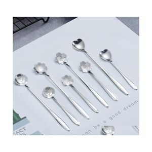 Автомобильные DVR -ложки из нержавеющей стали Sakura Spoon Rose Heart Long Handl