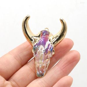 Подвесные ожерелья 40x45 мм бычья голова золотой натуральный камень