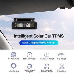 ACCEO Car TPMS Tyre Pressure Monitoring Solar Power Digital LCD Display Temperature Warning Auto Security Alarm Systems 4 Sensor