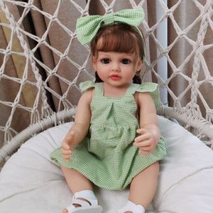 Dolls NPK 55CM Full Body Silicone Soft Touch Reborn Toddler Princess Betty Lifelike Hand Rooted hair 230225