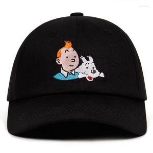 Шариковые шапки хлопка Тинтин папа шляпа вышита бейсболка на заказ ремешок с регулируемым aventures de snapback hats