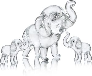 Oggetti decorativi Figurine H D Set di 3 Madre e due bambini Elefante da collezione Portacarte in cristallo fortunato Ornamento Decorazioni per la casa 230224