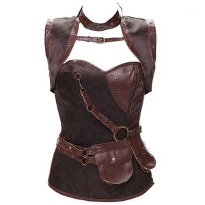 Bustiers Corsets плюс размер 6xl Trainer Trainer Trainer Corset Brown Grey Gothic Vintage Steampunk Corselet Underbust Korse For Women W589261