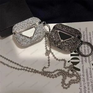 Bling Diamond Tasarımcılar Kulak Telefon Kılıfları AirPods Pro 4 3 2 1 Marka Kulaklık Kılıfları Gümüş Zincir Kılıfları