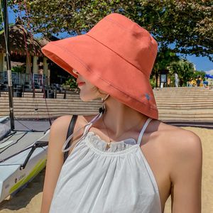 HBP Yeni Şapkalar Geniş Balıkçı Kadın Güneş Basit Aşk Nakış Büyük Brim Yüz Kaplı Kova Şapkası Kore Moda Stil P230327