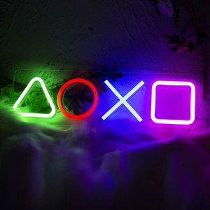 Nachtlichter, personalisierte LED-Neon-Nachtlichter-Schilder für Schlafzimmer-Wanddekoration mit USB-betriebenem, dimmbarem Playstation-Gaming-J230225