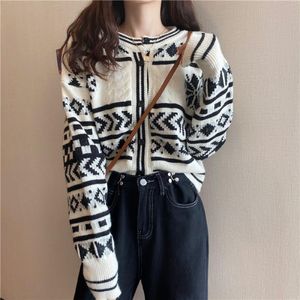 Malhas femininas camisetas suéter outono e inverno desgaste retro -coreano aluno superior versátil cardigã solto knitwomen