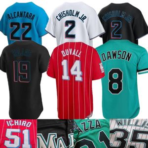 2024 Özel S-4XL Jersey 8 Andre Dawson 2 Jazz Chisholm Jr. Beyzbol Forması 22 Sandy Alcantara Miguel Rojas 16 Jose Fernandez 12 Jorge Soler 5 Jon Berti 15 Brian Anderson