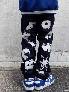 Мужские джинсы y2k мужская модная звезда Street Street Clothing Хип -хоп