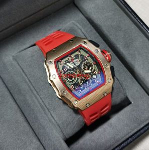 23 6-контактные Quartz Watch Diamond Высококачественные полые стеклянные спины из нержавеющей стали Черная резиновая часы