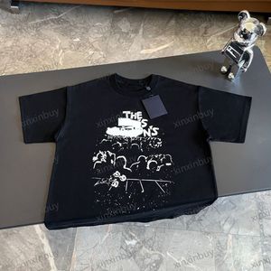 xinxinbuy Erkekler tasarımcı Tee t gömlek 23ss Müzik konser grafiti baskı kısa kollu pamuklu kadın beyaz siyah XS-2XL