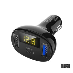 автомобиль DVR Другие инструменты транспортных средств Typec QC 3.0 2.4A USB CAR Зарядное устройство Три порта быстрого зарядка для обнаружения напряжения ноутбука.