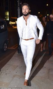 Erkekler takımları blazers en son ceket pantolon tasarımları beyaz gündelik düğün takım elbise erkek tarzı damat terno ince fit blazer 2 adet smokin parfüm maskulino 230227