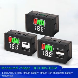 Universal Electricity Meter Dual USB Fast Charge Type-C DC Voltage Power Dual Display Meter For Lead-acid Battery Lithium Battery