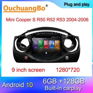 Игрок Ouchuangbo Radio GPS для 9-дюймового Mini Cooper S R50 R52 R53 2004-2006 Android 10 Stereo 1280 720 Multimedia 128GB CAR DVD