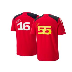 Erkek Tişörtleri Resmi Scuderia 2023 Team Carlos Sainz Charles Leclerc Tişört Üniforma Gömlek Formula Bir Yarış Kıyafeti MOTO Motosiklet Tees 230225
