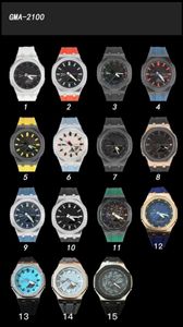 Оригинальные ударные часы, цифровые спортивные кварцевые GMA-2100, часы унисекс, сплав, ультратонкий водонепроницаемый циферблат, каучуковый ремешок, серия Oak