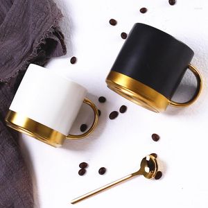 Кружки 350 мл ручной окрашенной керамическая кофейная кружка для чайных чашек с золотой ручной чайной чаш