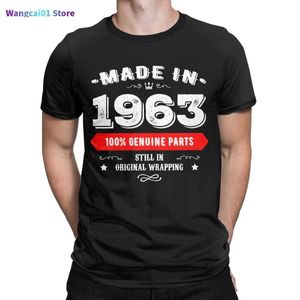 1963'te yapılan erkek tişörtleri, 1963 doğum günü hediyesi 60 yıl doğumlu% 100 gerçek parçalar 60 yıl şaşırtıcı% 100 pamuk tişört tişört giyim 5xl 6xl 0301h23