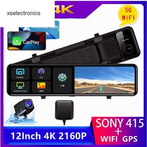 Обновление 12 -дюймового 4K 3840*2160p Car DVR DASH CAM CAM WIFI GPS SONY IMX415 Зеркало заднего вида 1080p Автомобильная камера Video Recorder Monitor Car Dvr