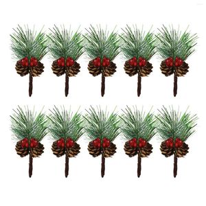 Dekoratif Çiçekler Kolye Karlı Seçimler Yapay Noel Çam Konisi 10pcs Mini Çiçekçi Dekorasyon Düğün Dekor Diy PVC Simülasyon Berry