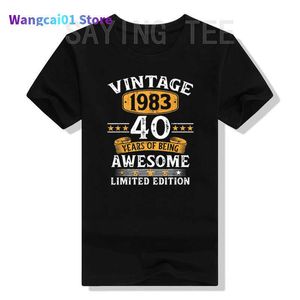 Erkek Tişörtler Vintage 1983 40 Yıllık 40. Doğum Günü Hediyeleri Erkekler Kadın T-Shirt Erkek Giyim Baba Kocası Doğum Günü En İyi Selr 0301H23